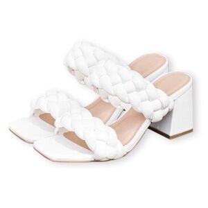 Pink Lily White Braided Heels Sz 10